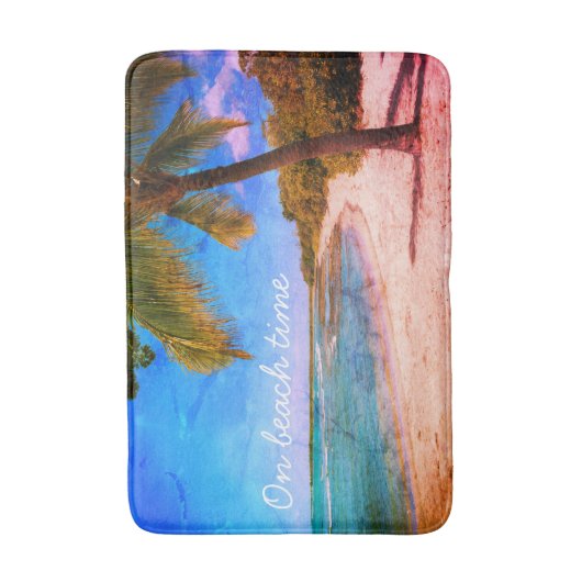 Hawaii Palm Tree  Kijk Foto op Beach Time Badmat (Voorkant Verticaal)