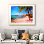 Hawaii Palm Tree  Kijk Foto op Beach Time Poster<br><div class="desc">"Op het strand." Terugspoelen naar herinneringen van luie, tropische stranddagen wanneer je kijkt naar deze vakantieretro van Hawaii, , noodlottige poster van een eenzame palmboom op een zandig, aantrekkelijk strand, met duidelijke turkooisblauwe luiers en water. Geweldig voor elke kamer in je huis! U kunt dit poster-wandart eenvoudig personaliseren. Bovendien biedt...</div>