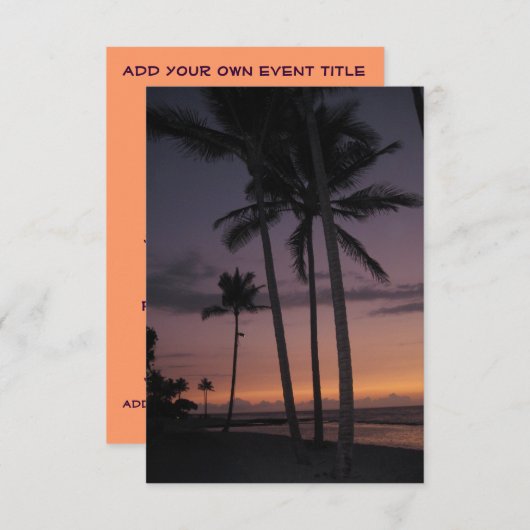 Hawaii Palm Tree Party small-size-uitnodiging Kaart (Voorkant / Achterkant)