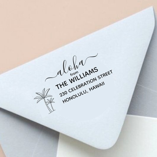 Hawaii Palm tree retour adresstempel Zelfinktende Stempel