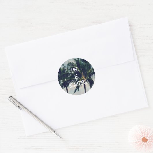 Hawaii Palm Trees Ronde Sticker (Envelop)