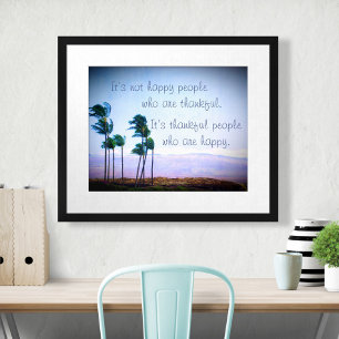 Hawaii Palmbomen Foto Dankbare Mensen Citaat Poster