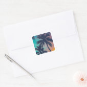 Hawaii palmbomen op zonsondergang vierkante sticker (Envelop)