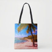 Hawaii  palmboom foto op het strand Time Quote Tote Bag (Voorkant)