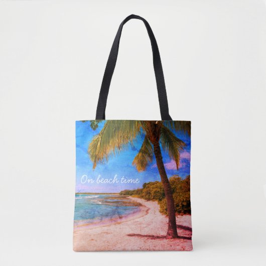 Hawaii  palmboom foto op het strand Time Quote Tote Bag (Voorkant)