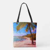 Hawaii  palmboom foto op het strand Time Quote Tote Bag (Achterkant)