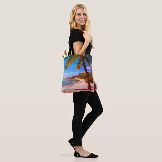 Hawaii  palmboom foto op het strand Time Quote Tote Bag (Op model)