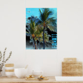 Hawaii palmboom kunst zwart poster (Keuken)