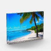 Hawaii palmboom tropisch strand op strandtijd fotoblokken (Links)