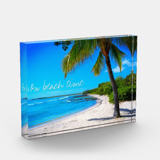 Hawaii palmboom tropisch strand op strandtijd fotoblokken (Links)