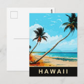 Hawaii, palmen op het zandstrand, Reizen Briefkaart (Voorkant / Achterkant)