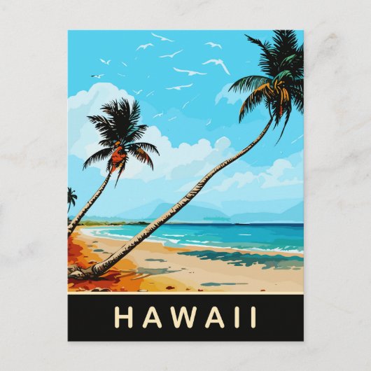 Hawaii, palmen op het zandstrand, Reizen Briefkaart (Voorkant)