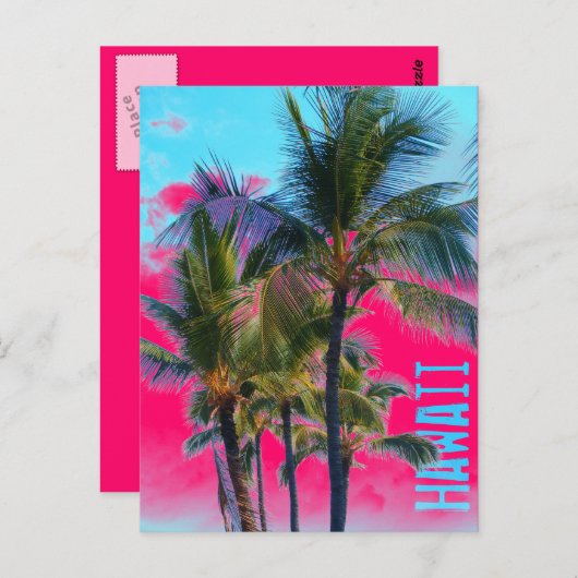 Hawaii palmroze briefkaart (Voorkant / Achterkant)