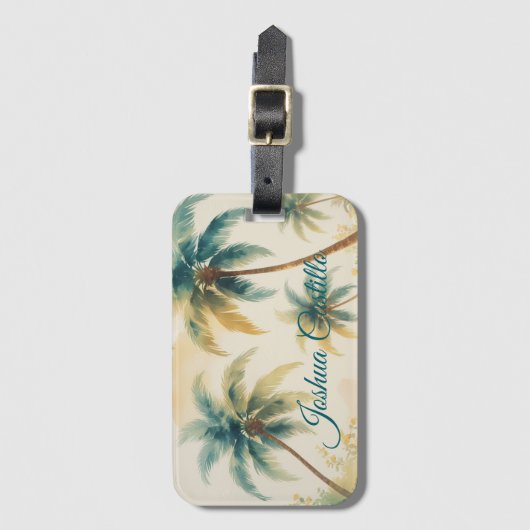 Hawaii Palms Calligraphy Simple Professional Name Bagagelabel (Voorkant (verticaal))