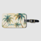 Hawaii Palms Calligraphy Simple Professional Name Bagagelabel (Voorkant (horizontaal))