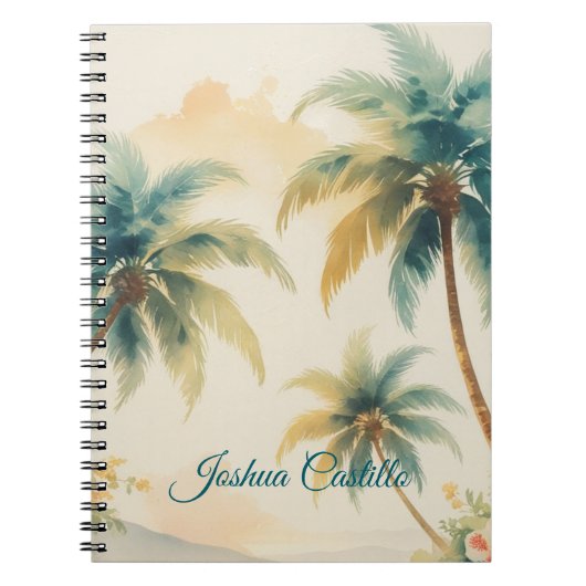 Hawaii Palms Calligraphy Simple Professional Name Notitieboek (Voorkant)