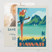 Hawaii | papegaai save the date (Voorkant / Achterkant)