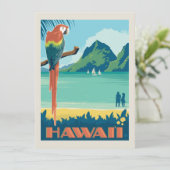 Hawaii | papegaai save the date (Staand voorkant)