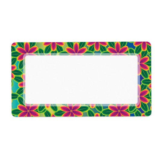 Hawaii Passie Hot Pink Tropical Flower Power Etiket (Voorkant)