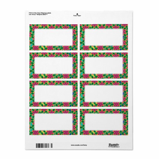 Hawaii Passie Hot Pink Tropical Flower Power Etiket (Full Sheet)