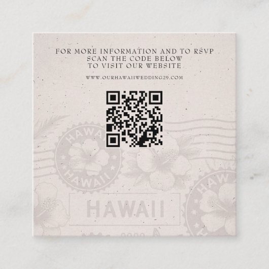 Hawaii Passport Wedding QR Informatiekaartje (Voorkant)
