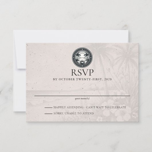 Hawaii Passport Wedding RSVP Kaartje (Voorkant)