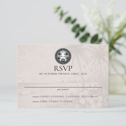 Hawaii Passport Wedding RSVP Kaartje (Staand voorkant)