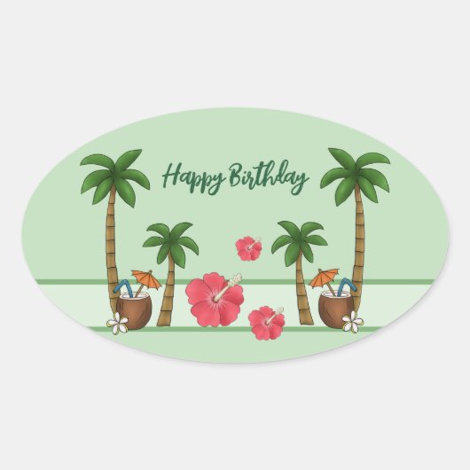 Hawaii personalisieri ovale sticker (Voorkant)