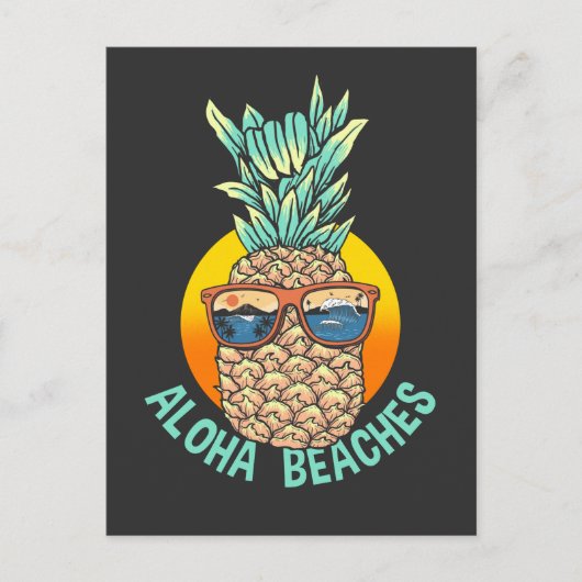 Hawaii Pineapple Zonnebrillen Surfende Zonnestrand Briefkaart (Voorkant)