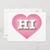 Hawaii Pink Fade Heart - Ik hou van HI Briefkaart (Voorkant / Achterkant)