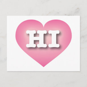 Hawaii Pink Fade Heart - Ik hou van HI Briefkaart