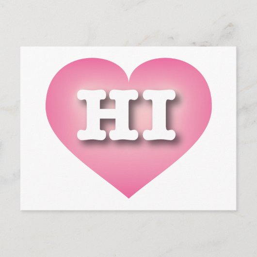 Hawaii Pink Fade Heart - Ik hou van HI Briefkaart (Voorkant)
