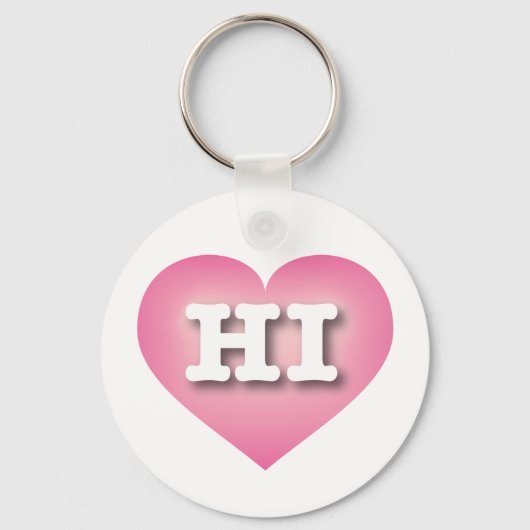 Hawaii Pink Fade Heart - Ik hou van HI Sleutelhanger (Voorkant)