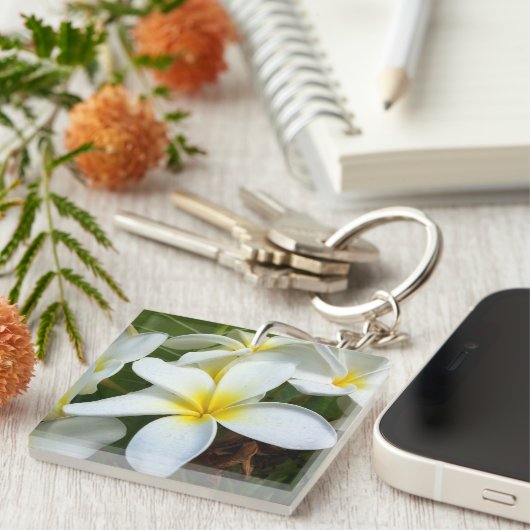 Hawaii Plumeria Flowers Sleutelhanger (Voorkant Rechts)