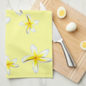 Hawaii Plumeria Yellow and White Theedoek (Quarter Fold)