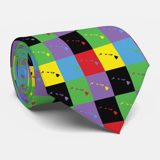 Hawaii Pop Art State kleurrijk patroon Stropdas (Opgerold)