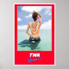 Hawaii Poster TWA Reis Kunst Hawaïaanse Meisje Pri