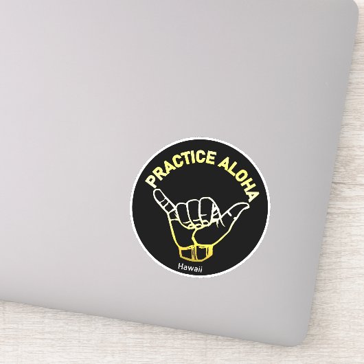 Hawaii Practice Aloha Golden Shaka (Hang los) Sticker (Detail)