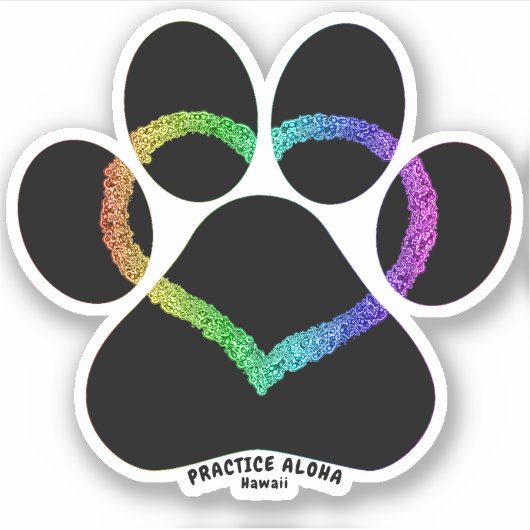 Hawaii Practice Aloha - Kat Love Rainbow Sticker (Voorkant)