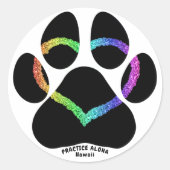 Hawaii Practice Aloha - Puppy Love Rainbow Ronde Sticker (Voorkant)