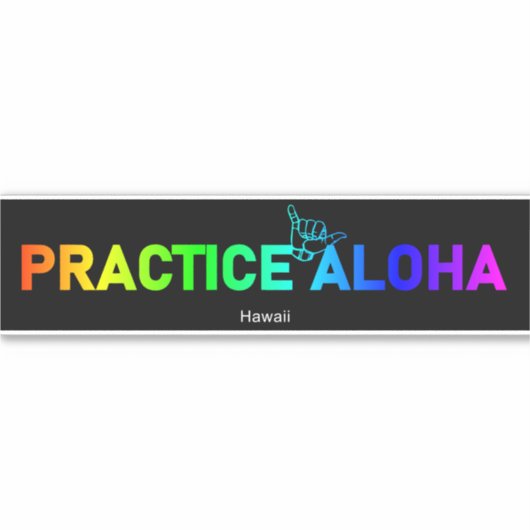 Hawaii Practice Aloha Rainbow Shaka (Hang los) Sticker (Voorkant)