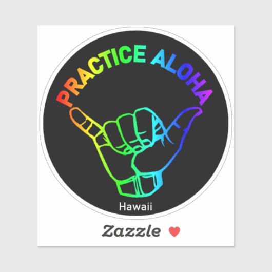 Hawaii Practice Aloha Rainbow Shaka (Hang los) Sticker (Vel)