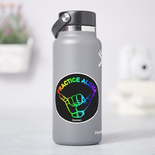 Hawaii Practice Aloha Rainbow Shaka (Hang los) Sticker (HydroFlask)
