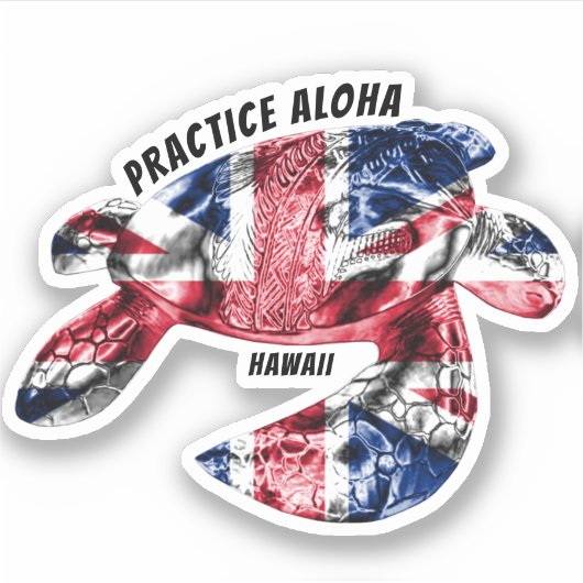 Hawaii Practice Aloha - Tribal Honu HIFlag Sticker (Voorkant)
