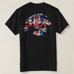 Hawaii Practice Aloha - Tribal Honu HIFlag T-shirt