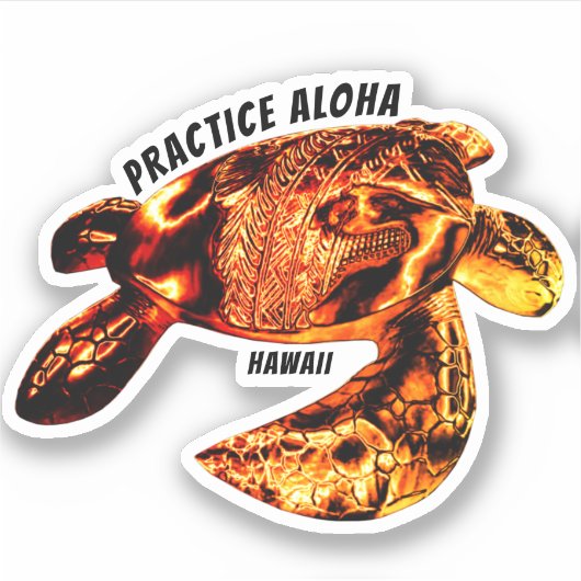 Hawaii Practice Aloha - Tribal Honu Lava Sticker (Voorkant)