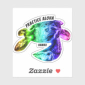 Hawaii Practice Aloha - Tribal Honu Rainbow Sticker (Vel)