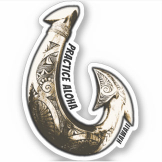 Hawaii Practice Aloha - Tribal Hook Sticker