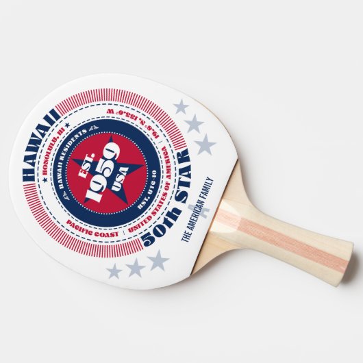 Hawaii Pride Circular Typography Monogram Tafeltennisbatje (Zijkant)