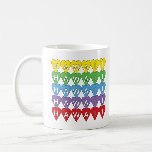 Hawaii Rainbow Hearts Koffiemok (Links)